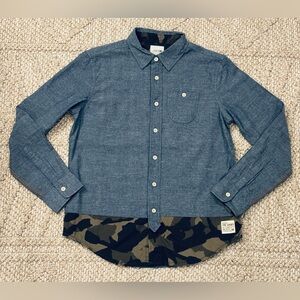Joe's Jeans Camo & Denim Long Sleeve Button Up Shirt Boy's Size Medium 10-12